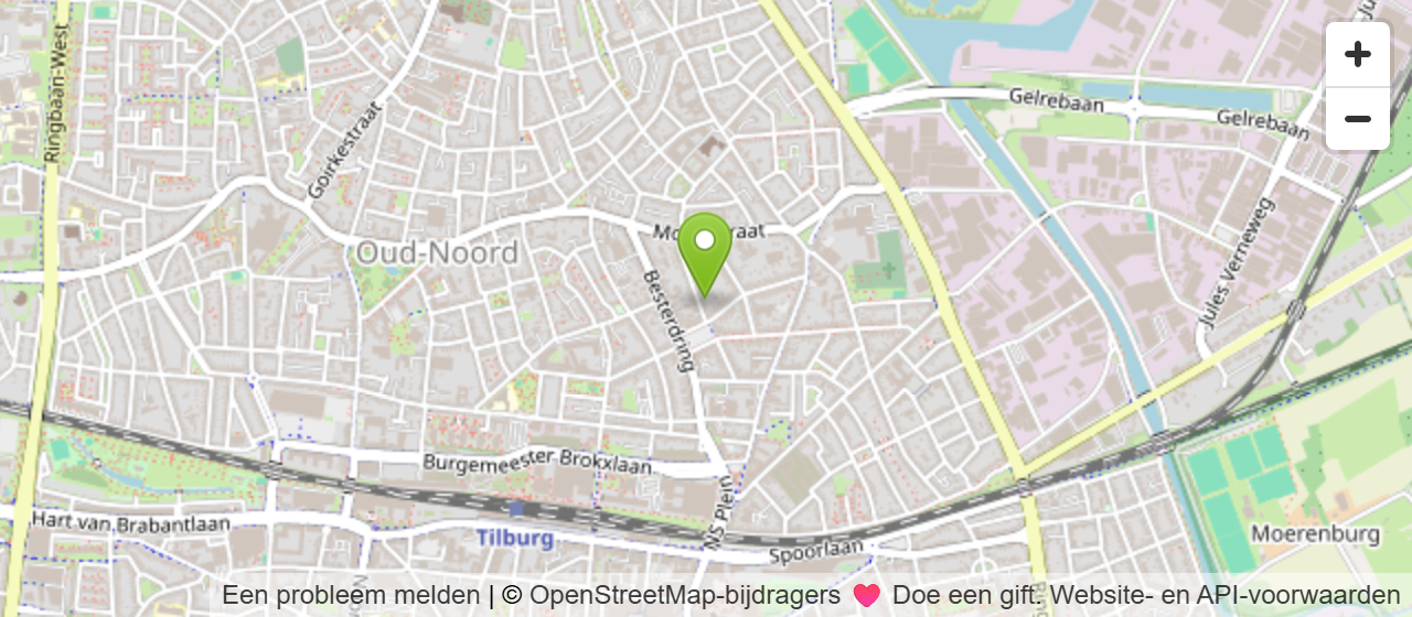 Kaart met de locatie van SIS Luncherij aan het Textielplein in Tilburg